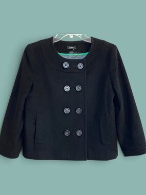 J. Crew Vintage Pippa Peacoat Collarless Wool Blend Black Medium 12 (Modern 6/8)